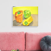 Peppers in waterverven van Sky Boivin Canvas Afdruk (Insitu (Woonkamer))