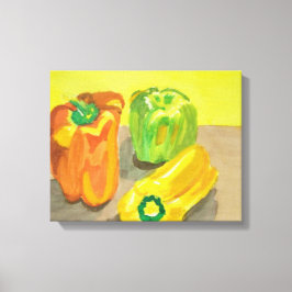 Peppers in waterverven van Sky Boivin Canvas Afdruk