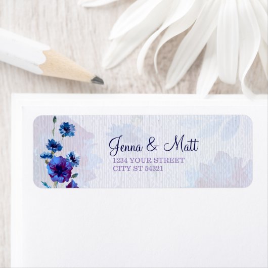 Peppy Blue Poppies Adresetiketten Etiket (Insitu)