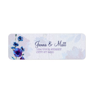 Peppy Blue Poppies Adresetiketten Etiket