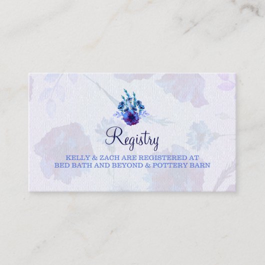 Peppy Blue Poppies Wedding Registry Kaart (Voorkant)