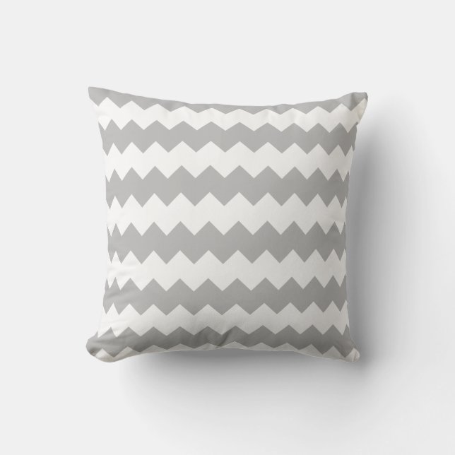 Peppy Grey en witte chevron Striped Sierkussen (Voorkant)