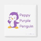 Peppy Paars Penguin 2-inch Square Magnet (Voorkant)