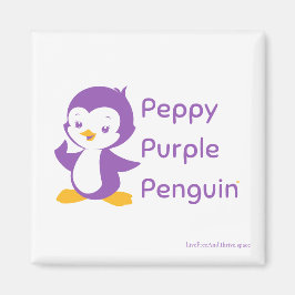 Peppy Paars Penguin 2-inch Square Magnet