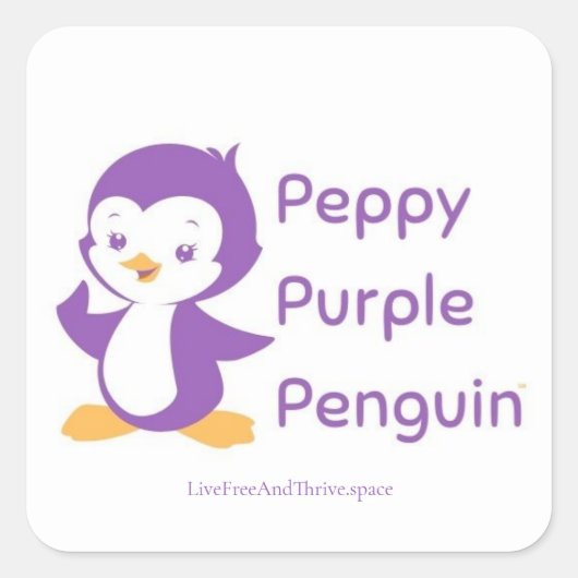 Peppy Paarse Penguin Sticker (Voorkant)