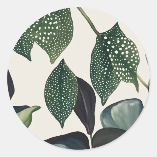 "Peppy Peperomias: omarm het groen met Polka Ronde Sticker (Voorkant)