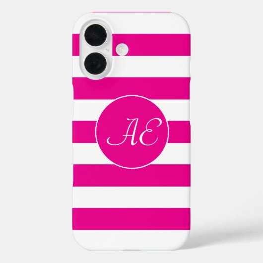 Peppy Pink Cabana Stripes Hoesje-Mate iPhone Case (Achterkant)