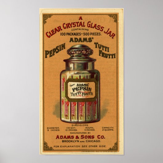 Pepsine Tutti Frutti Gum-1897 Poster (Voorkant)