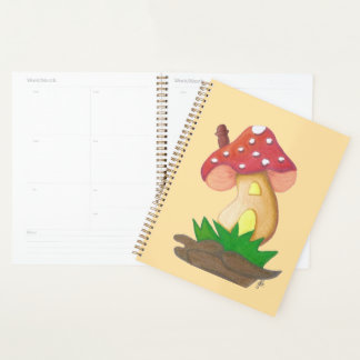 Pequena Casa de Cogumelo Caderno Espiral Planner