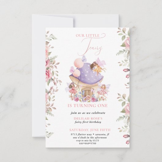 Pequeño Fairy Whimsical Magical 1er cumpleaños Kaart (Voorkant)