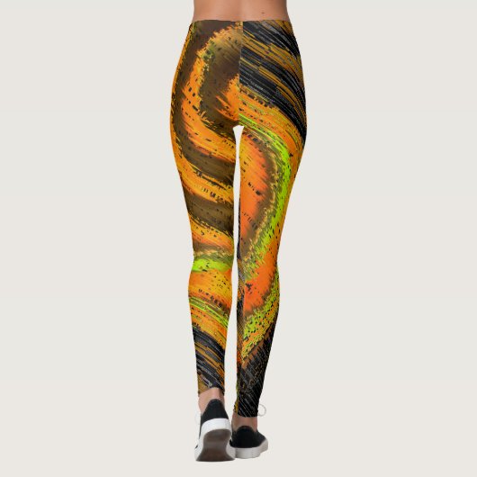 Pequeno mosaico amarelado transversal e deformado leggings (Achterkant)