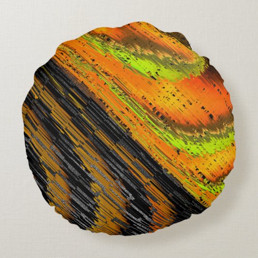 Pequeno mosaico amarelado transversal e deformado rond kussen (Achterkant)