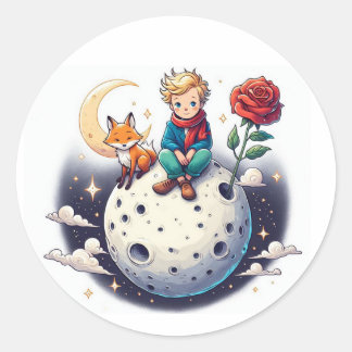 Pequeno Príncipe sentado na lua Ronde Sticker