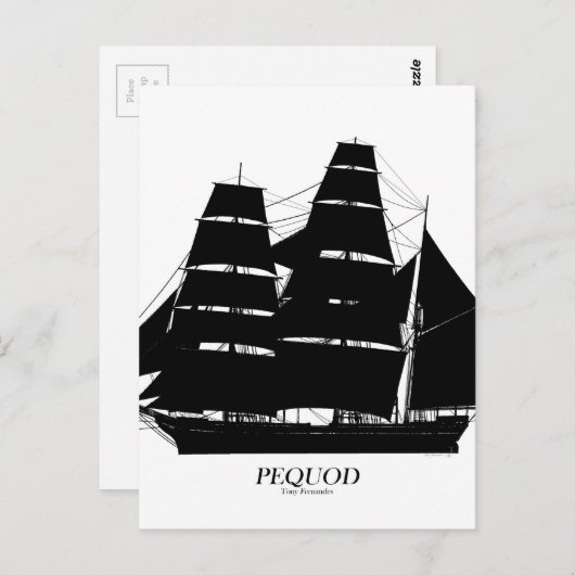 pequod schip zwart ontwerp briefkaart (Voorkant / Achterkant)