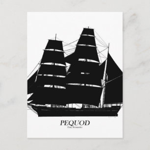 pequod schip zwart ontwerp briefkaart