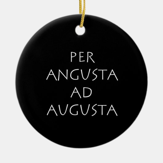 Per angusta en augusta keramisch ornament (Voorkant)