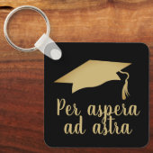 Per aspera ad astra Latijn Citaat Golden Afstudere Sleutelhanger (Voorkant)