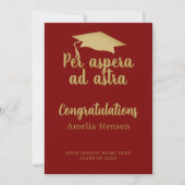 Per aspera ad astra Latijn Congrat Afstudeercap Kaart (Voorkant)