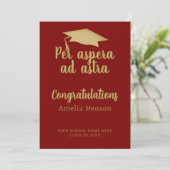 Per aspera ad astra Latijn Congrat Afstudeercap Kaart (Staand voorkant)
