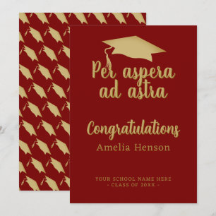 Per aspera ad astra Latijn Congrat Afstudeercap Kaart