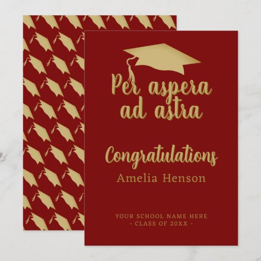 Per aspera ad astra Latijn Congrat Afstudeercap Kaart (Voorkant / Achterkant)