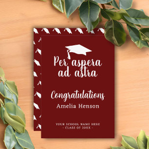 Per aspera ad astra Latijn Congrat Afstudeercap Kaart