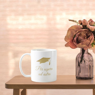Per aspera ad astra Latijnse quote gouden script  Koffiemok