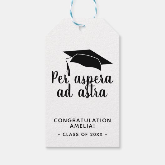 Per aspera ad astra Latin Congrat Afstuderen Cadeaulabel (Achterkant)
