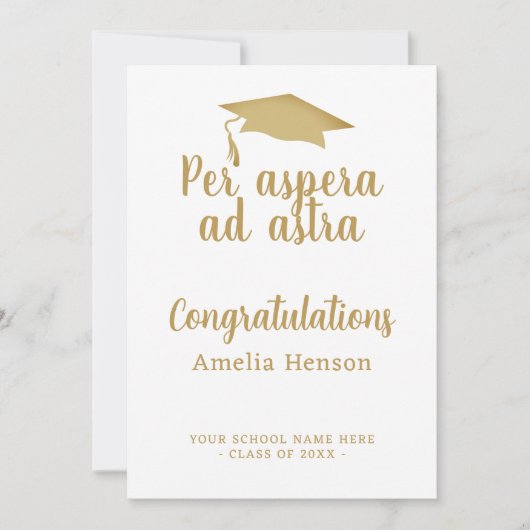 Per aspera en astra Latin Congrat Graduation Cap Kaart (Voorkant)
