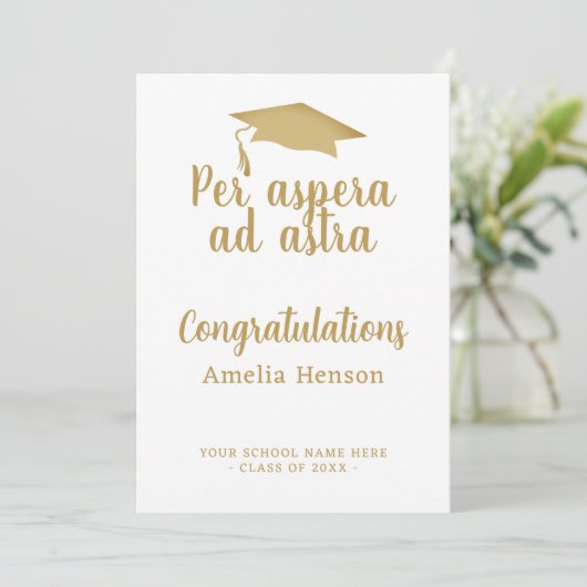 Per aspera en astra Latin Congrat Graduation Cap Kaart (Staand voorkant)