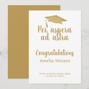 Per aspera en astra Latin Congrat Graduation Cap Kaart