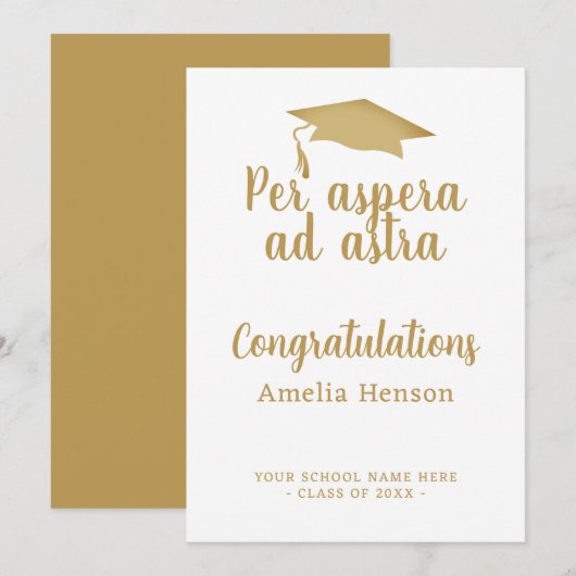 Per aspera en astra Latin Congrat Graduation Cap Kaart (Voorkant / Achterkant)