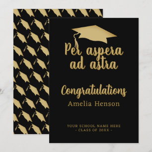 Per aspera en astra Latin Congrat Graduation Cap Kaart