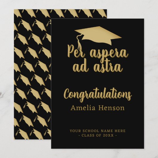 Per aspera en astra Latin Congrat Graduation Cap Kaart (Voorkant / Achterkant)