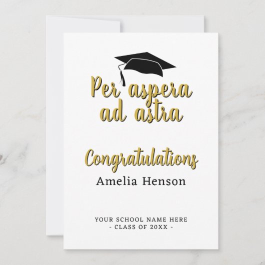 Per aspera en astra Latin Congrat Graduation Cap Kaart (Voorkant)
