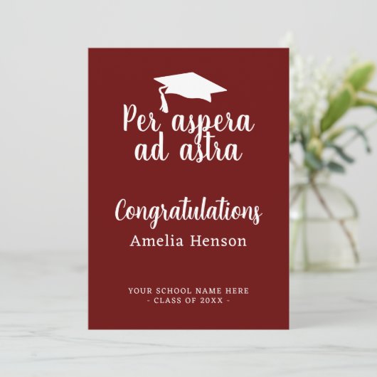 Per aspera en astra Latin Congrat Graduation Cap Kaart (Staand voorkant)