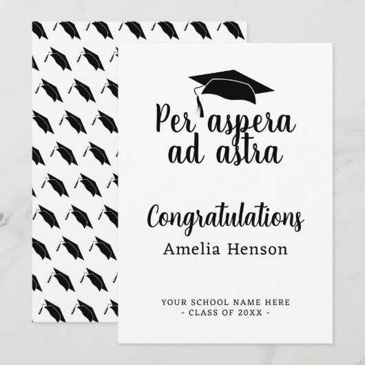 Per aspera en astra Latin Congrat Graduation Cap Kaart (Voorkant / Achterkant)