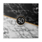 Per jaar Cadeaukeramische Tegel Faux Black — witte Tegeltje (Voorkant)