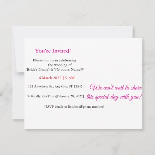 Per Kaart huwelijksuitnodiging (Achterkant)