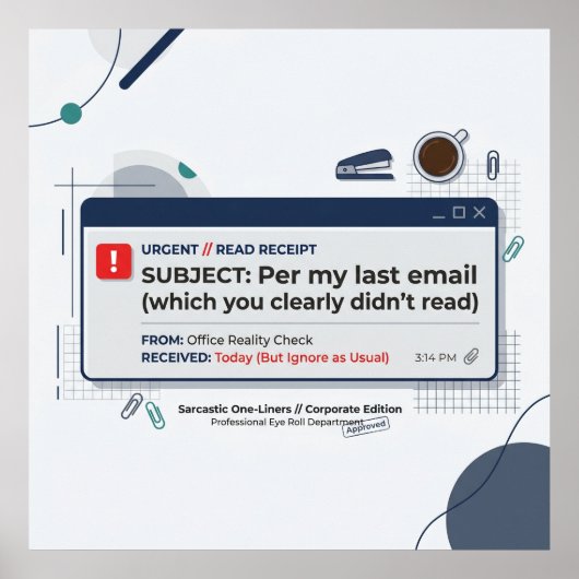 Per Mijn Laatste E-mail Grappige Kantoor Citaat Poster (Voorkant)