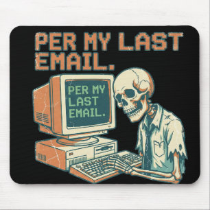 Per Mijn Laatste E-mail Skelet Retro Kantoor Muism Muismat