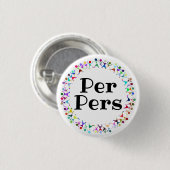 Per Pers Pronomen in Mensfiguur Cirkel Ronde Button 3,2 Cm (Voorkant /achterkant)