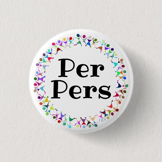 Per Pers Pronomen in Mensfiguur Cirkel Ronde Button 3,2 Cm (Voorkant)