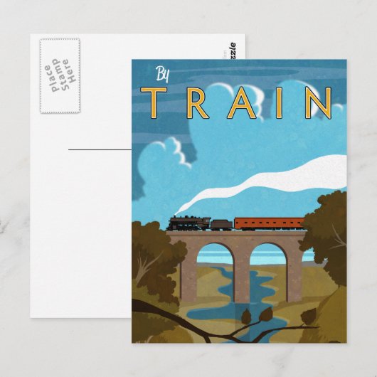 Per trein briefkaart (Voorkant / Achterkant)