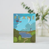 Per vliegtuig briefkaart (Staand voorkant)