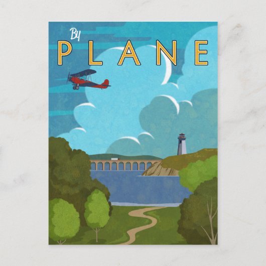Per vliegtuig briefkaart (Voorkant)