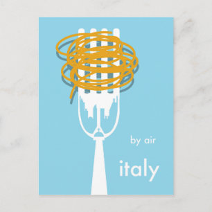 per vliegtuig Italië vintage stijl reisposter. Briefkaart