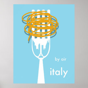 per vliegtuig Italië vintage stijl reisposter. Poster