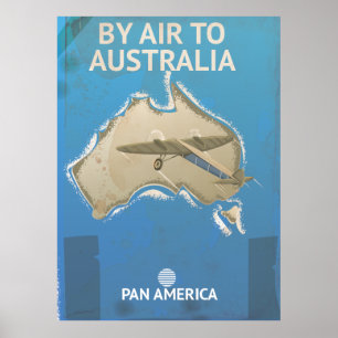 Per Vliegtuig Naar Australië Vintage Reisposter Poster