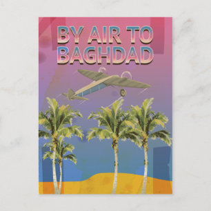Per Vliegtuig Naar Baghdad Vintage Reisposter Briefkaart